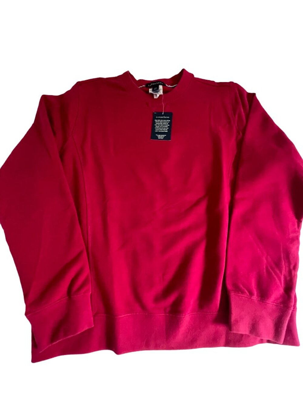 Lands' End NWT Berry Red Crewneck Sweatshirt Boys Youth Medium 10-12